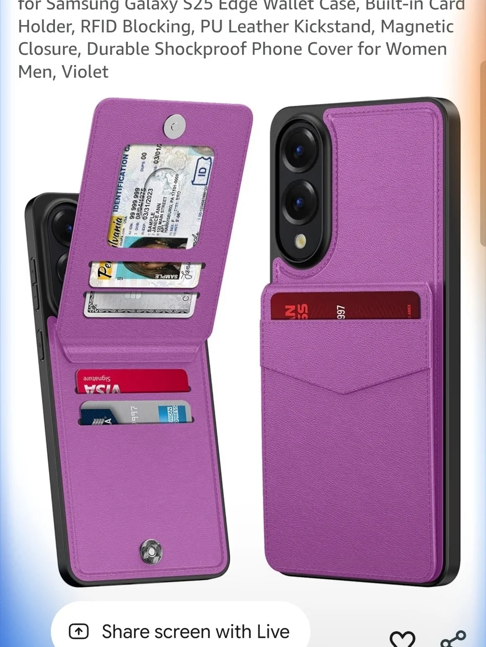 2 Samsung Violet And Yellow PU Leather Wallet Case with Card Slots